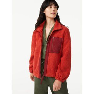 Free Assembly Women's Teddy Fleece Zip-Up Jacket  NWT